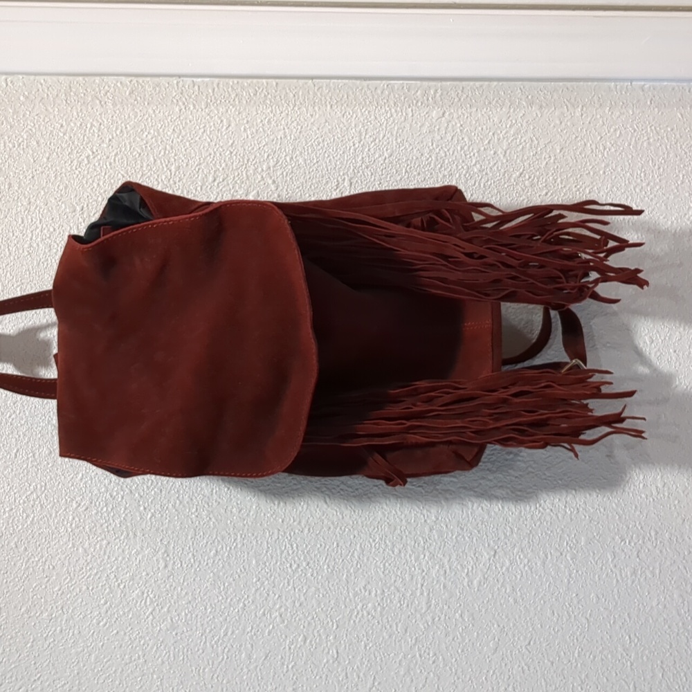 Topshop Suede Fringed Backpack